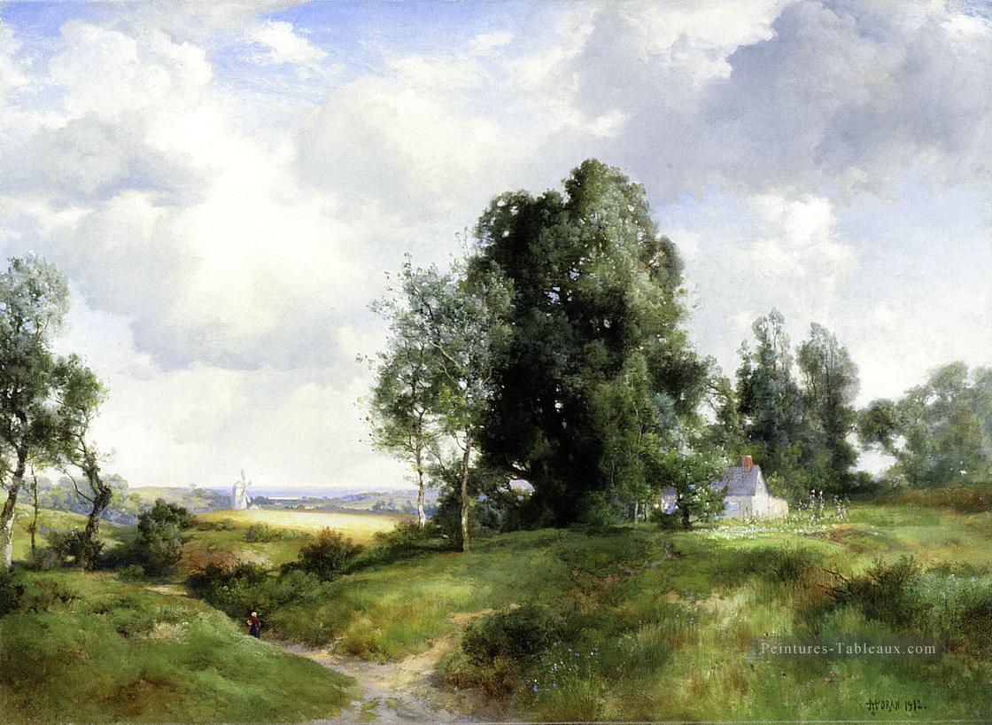 Ancien moulin à vent East Hampton Long Island à New York paysage Thomas Moran Peintures à l'huile